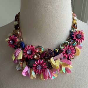 J. Crew crystal flower statement necklace, NWOT!